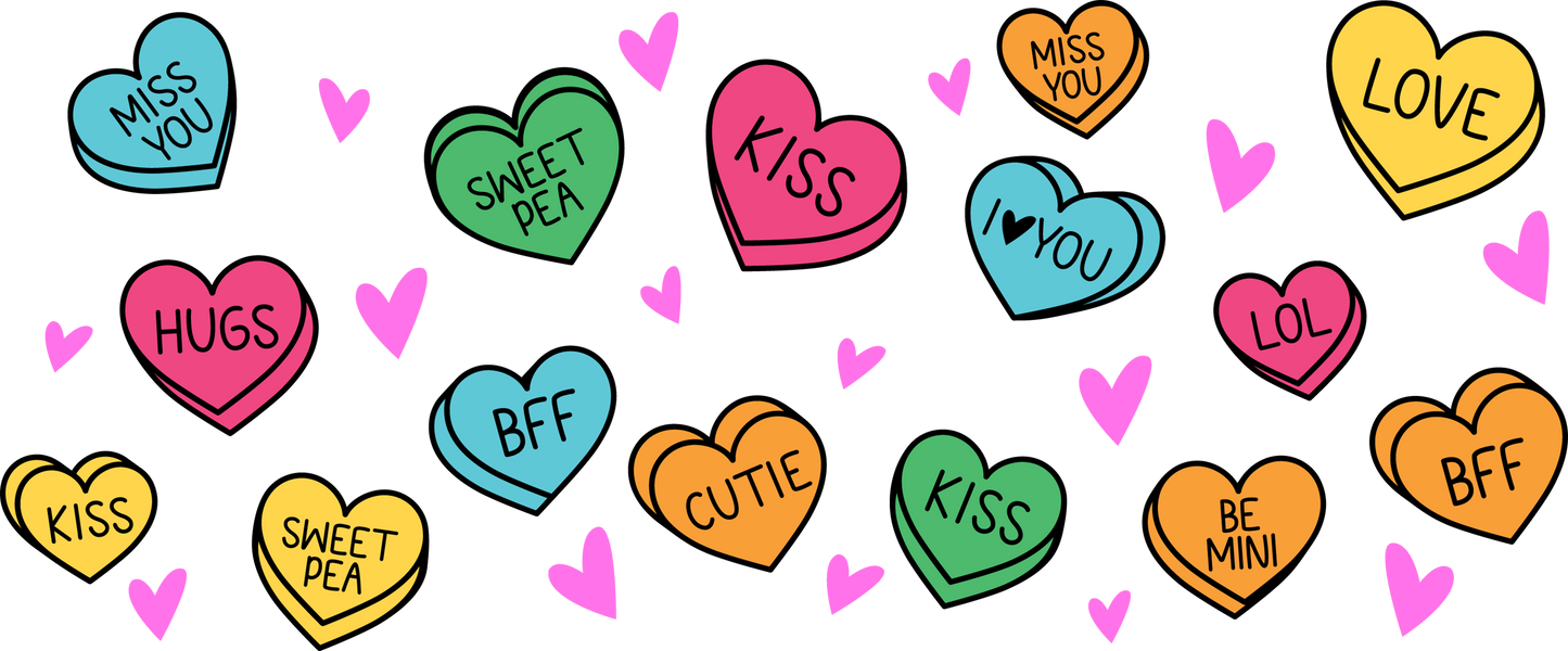 16oz UVDTF Candy Love Hearts