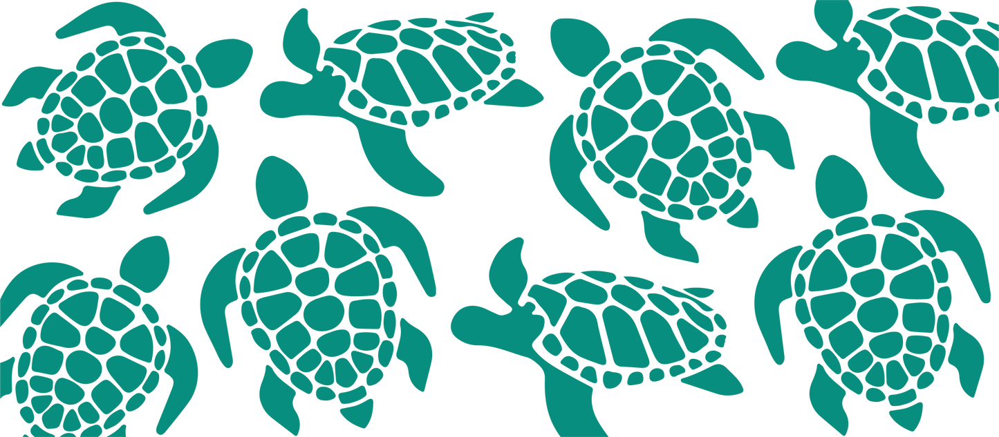 16oz Libbey Wrap UVDTF Turquoise Turtle