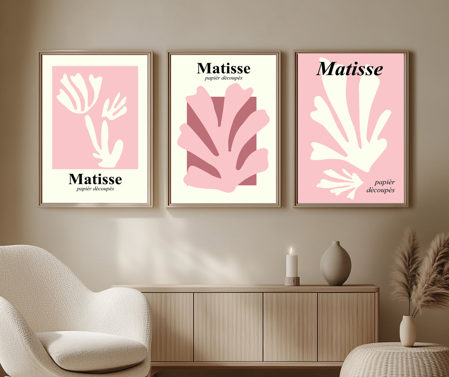 Pink Matisse Set Of 3 Wall Art Prints