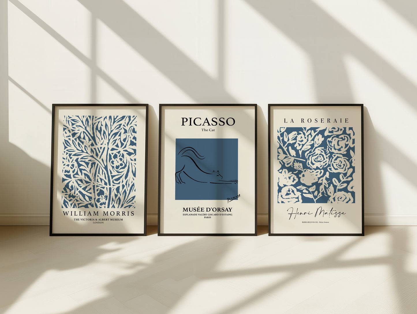 Set Of 3 Wall Art Prints Henri Matisse French Navy Blue