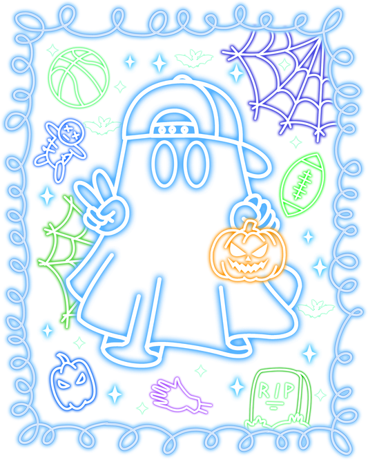 DTF Halloween Neon Effect Blue