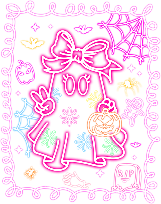 DTF Halloween Neon Effect Pink