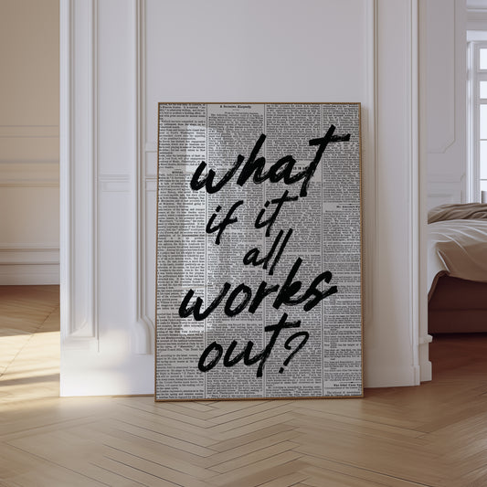 Wall Art Print Black Quote Newspaper Background