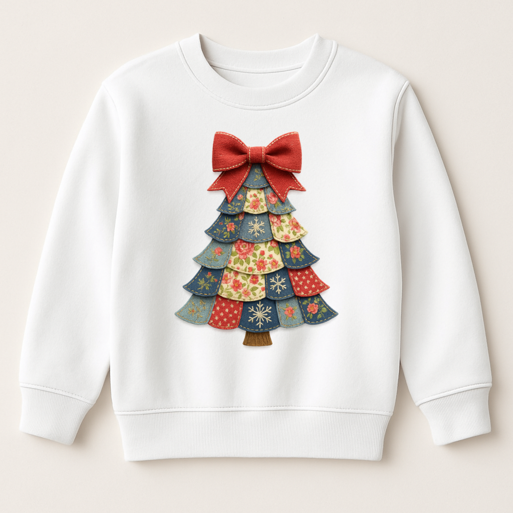 DTF Patchwork Effect Christmas Tree