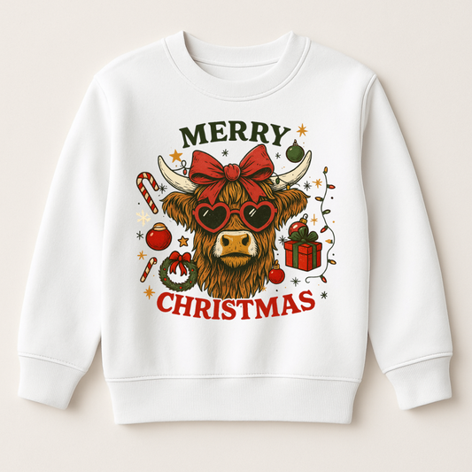 DTF Christmas Highland Cow
