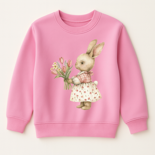 DTF Bunny Holding Flowers