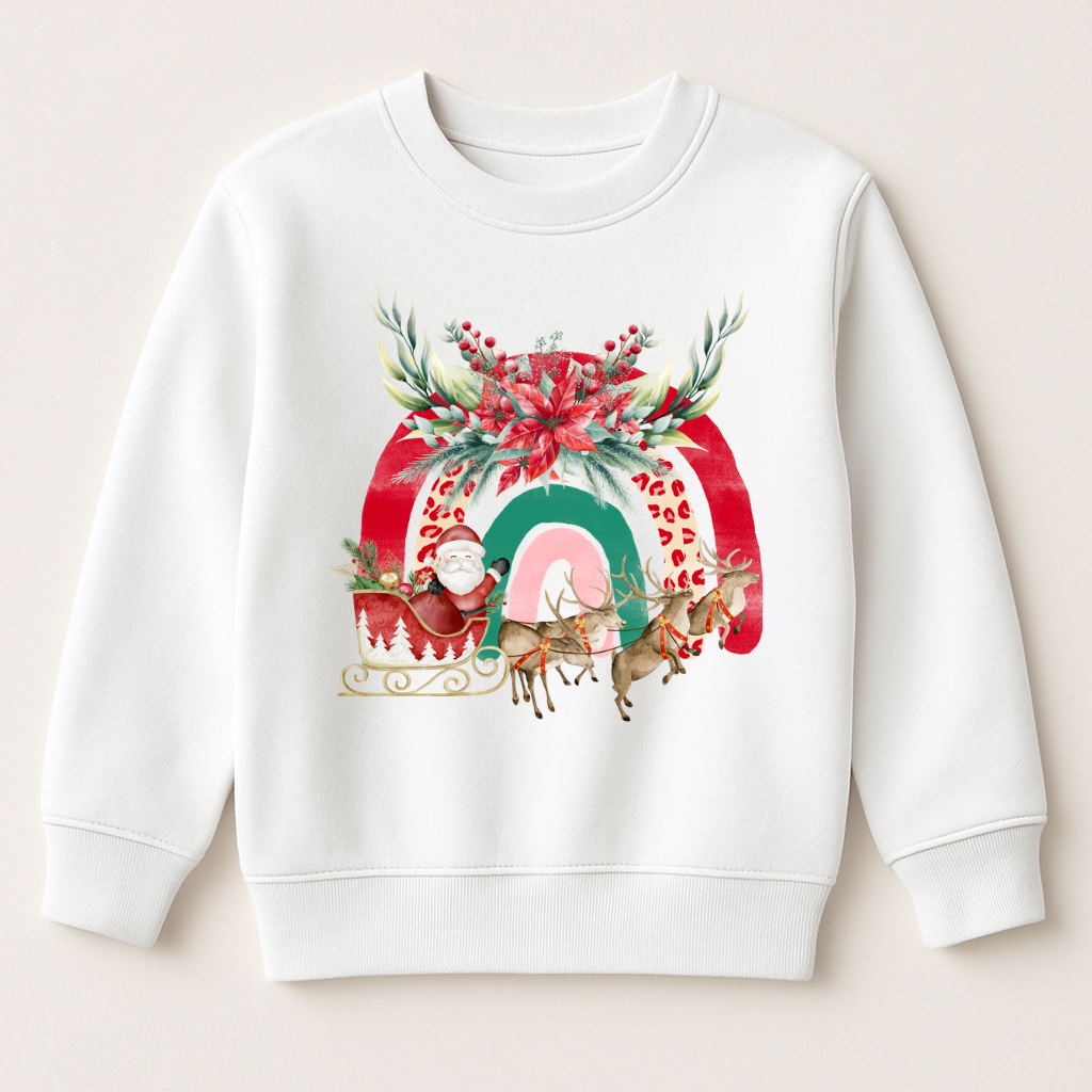 DTF Christmas Santa Sleigh Rainbow