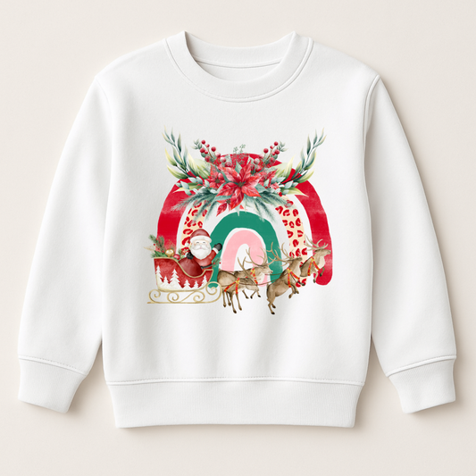 DTF Christmas Santa Sleigh Rainbow