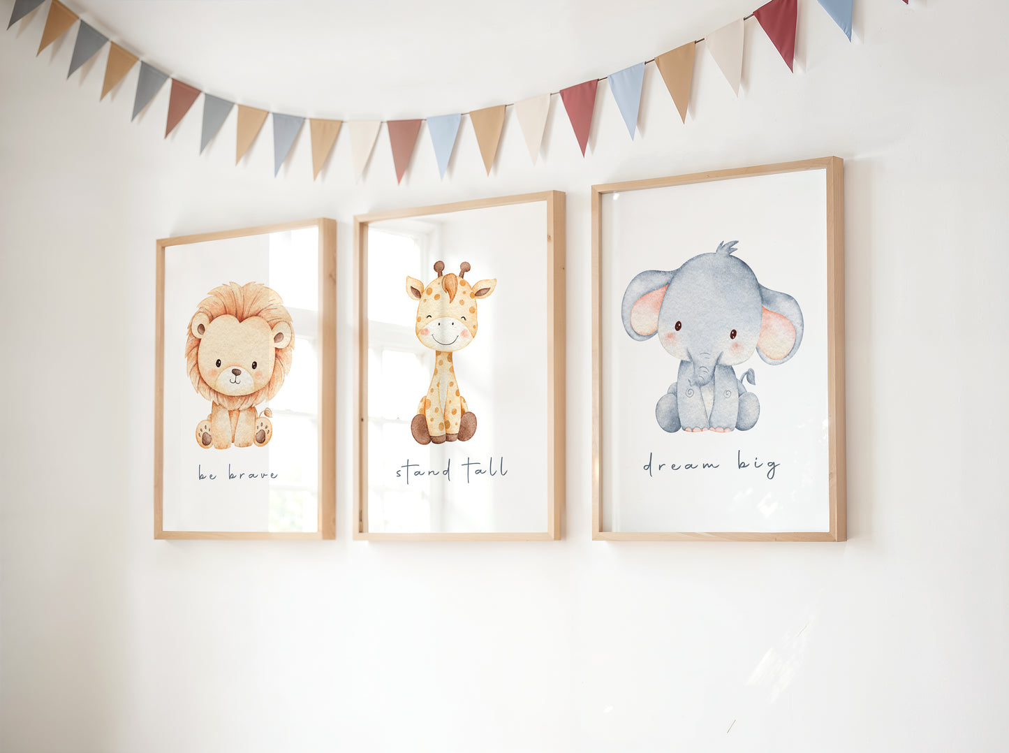 Set Of 3 Wall Art Nursery Safari Animal Prints