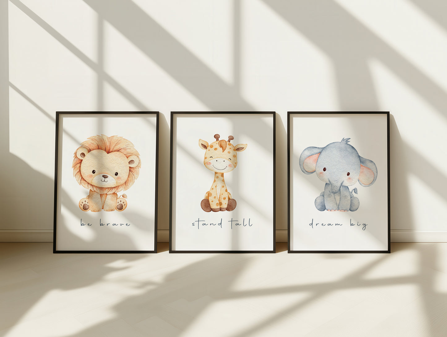 Set Of 3 Wall Art Nursery Safari Animal Prints