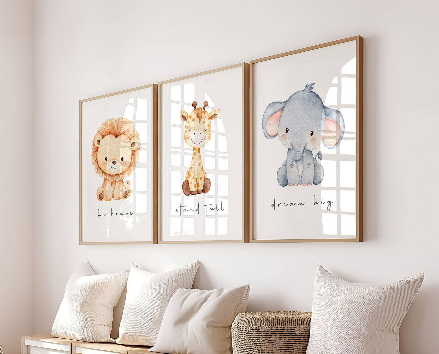 Set Of 3 Wall Art Nursery Safari Animal Prints