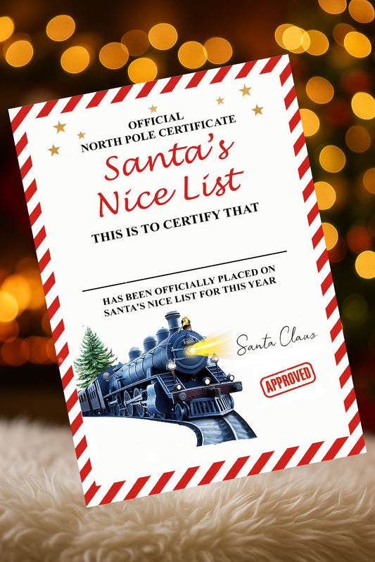 A4 Letter Santa's Nice List Train