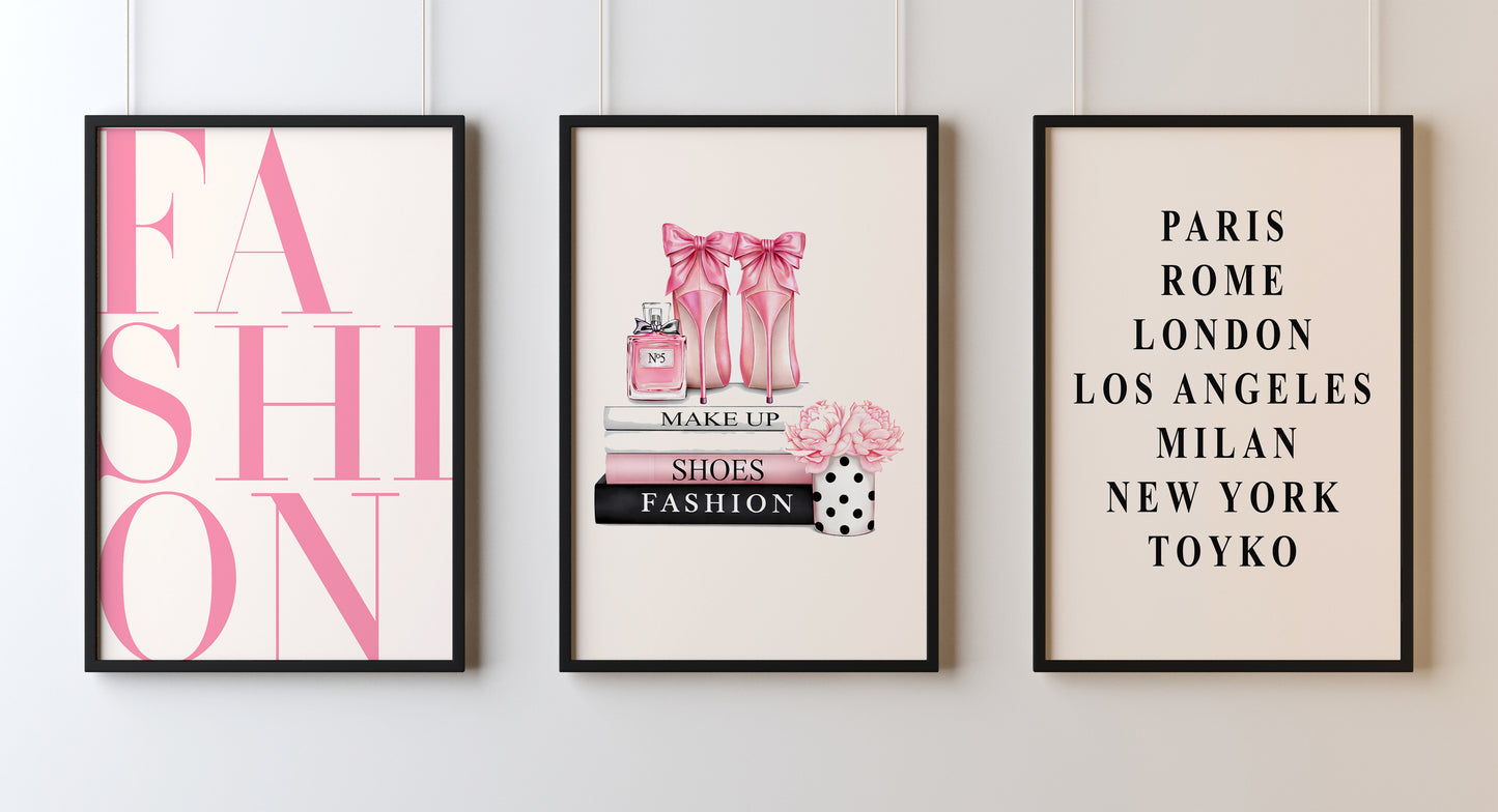 Set Of 3 Wall Art Trendy Paris Fashion